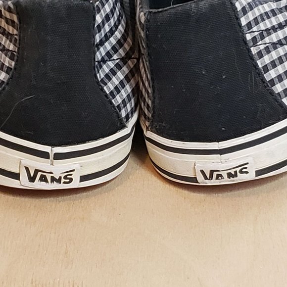 Vintage Vans Black White Lace Up Low Top Worn Spots On Sole Wmns 10 Plaid Check - Picture 7 of 12